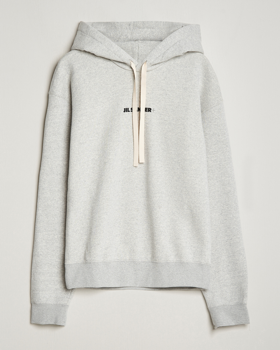 Men | Sweaters & Knitwear | Jil Sander | Small Logo Cotton Hoodie Light Grey