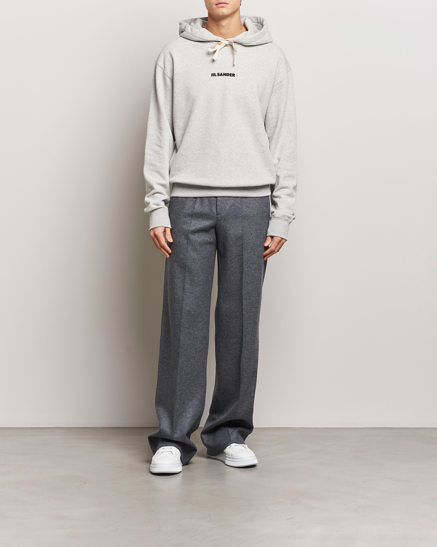 Men | Sweaters & Knitwear | Jil Sander | Small Logo Cotton Hoodie Light Grey