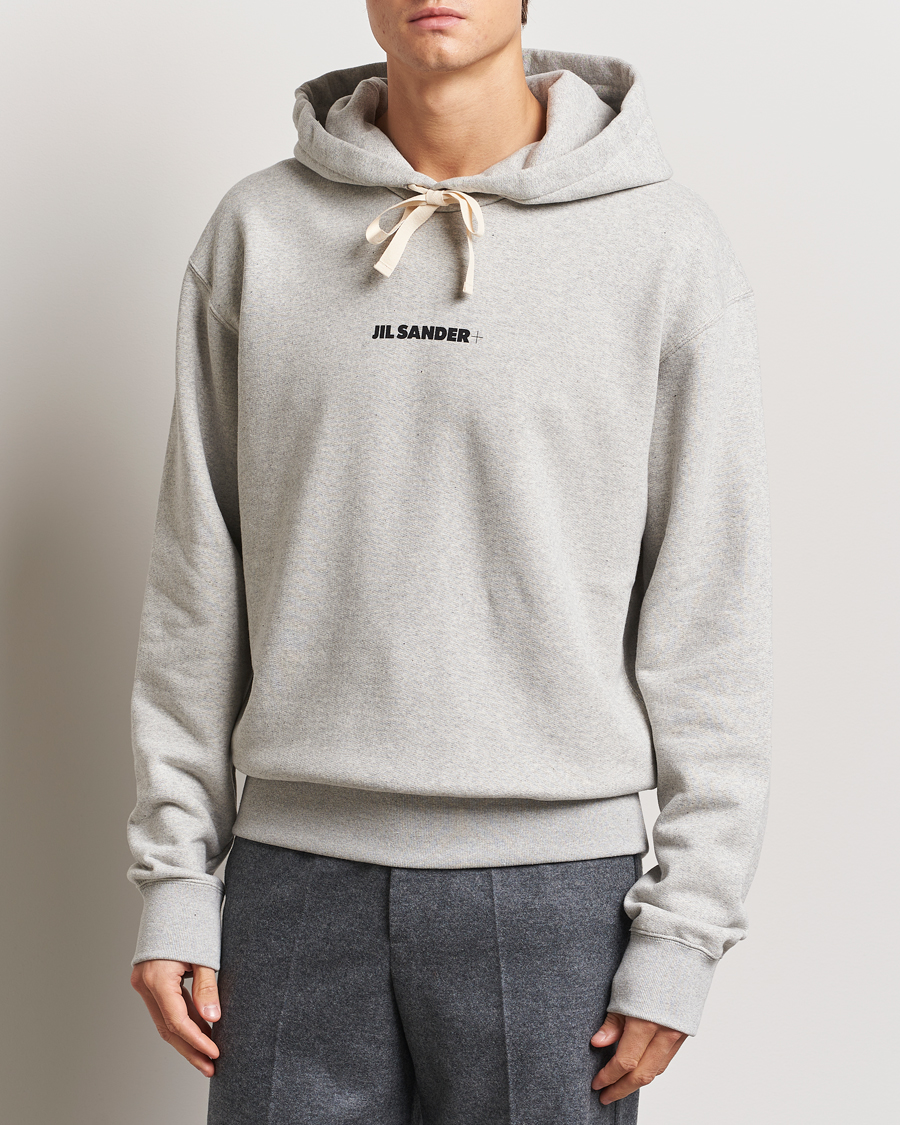 Men | Sweaters & Knitwear | Jil Sander | Small Logo Cotton Hoodie Light Grey