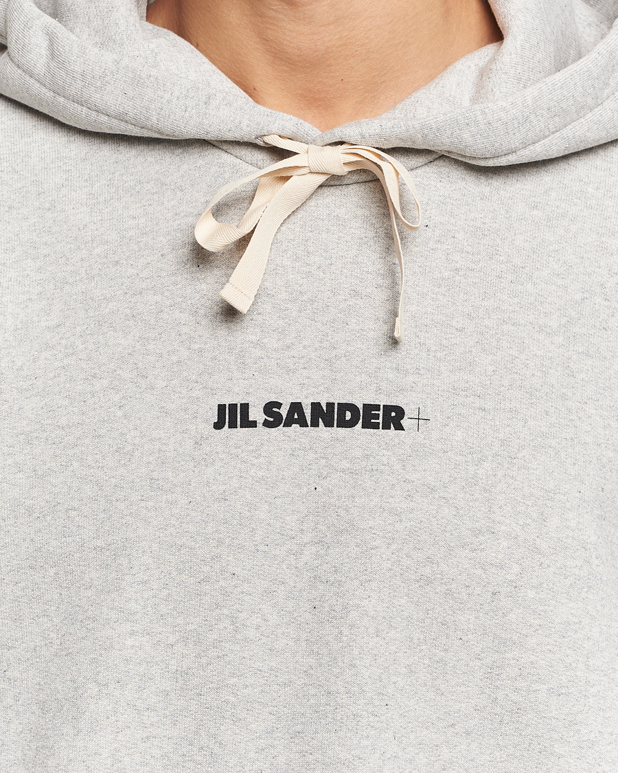 Men | Sweaters & Knitwear | Jil Sander | Small Logo Cotton Hoodie Light Grey