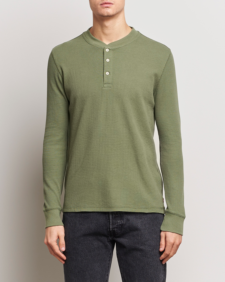 Men | Sweaters & Knitwear | Levi's | Thermal Henley Bluish Olive