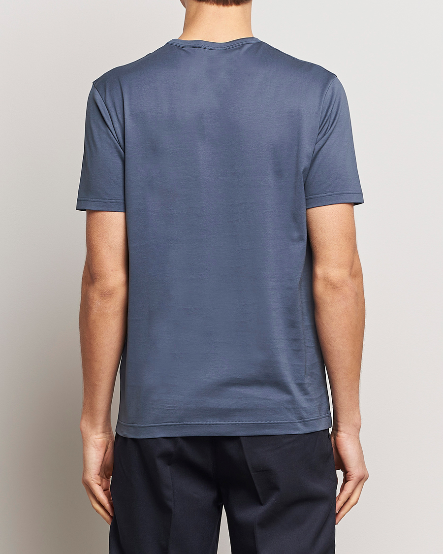 Men | T-Shirts | Sunspel | Crew Neck Q82 Cotton T-Shirt Slate Blue