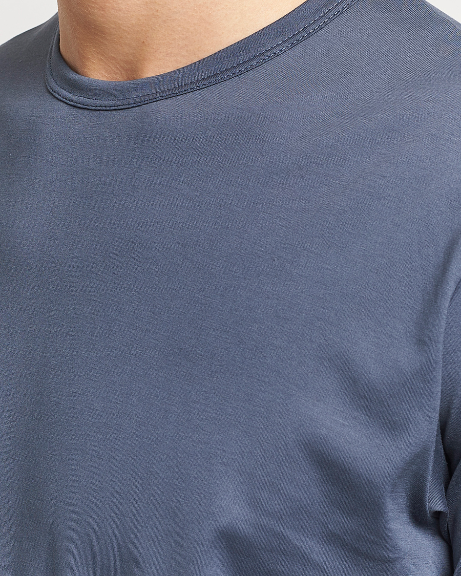Men | T-Shirts | Sunspel | Crew Neck Q82 Cotton T-Shirt Slate Blue