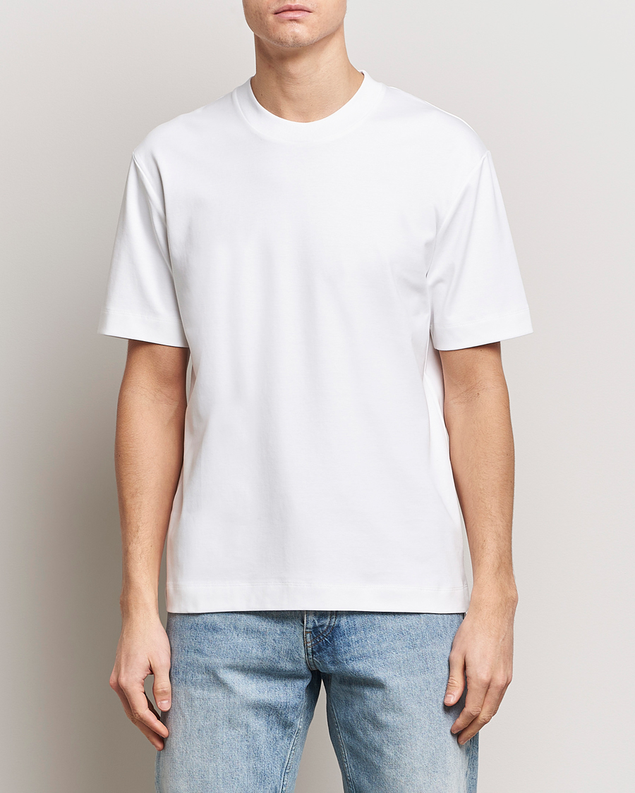 Men | T-Shirts | Sunspel | Heavyweight Mock Neck T-Shirt White
