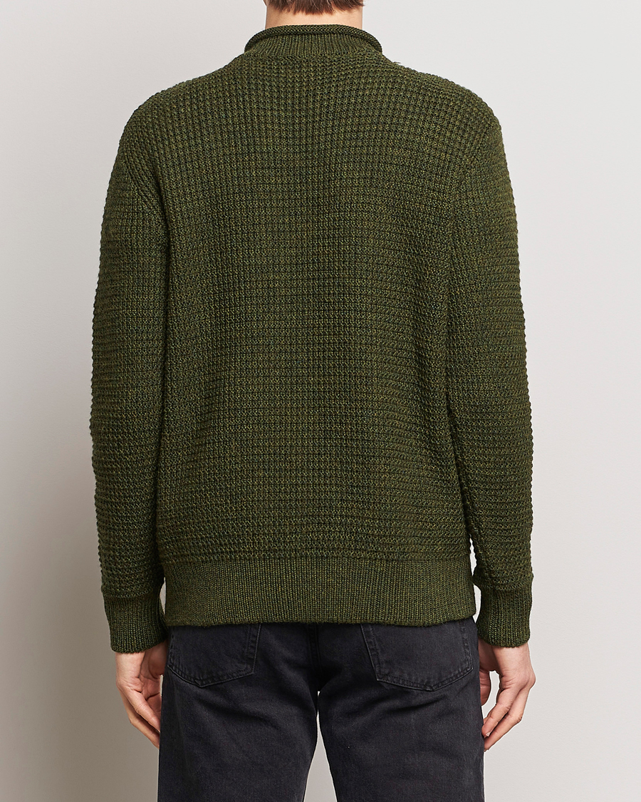Men | Sweaters & Knitwear | Sunspel | Fisherman Merino Wool Jumper Dark Olive