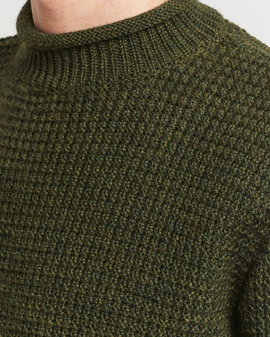 Men | Sweaters & Knitwear | Sunspel | Fisherman Merino Wool Jumper Dark Olive