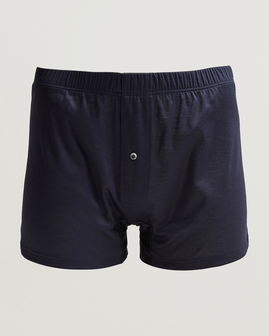 Men | Underwear & Socks | Zimmerli of Switzerland | Sea Island Cotton Boxer Shorts Navy