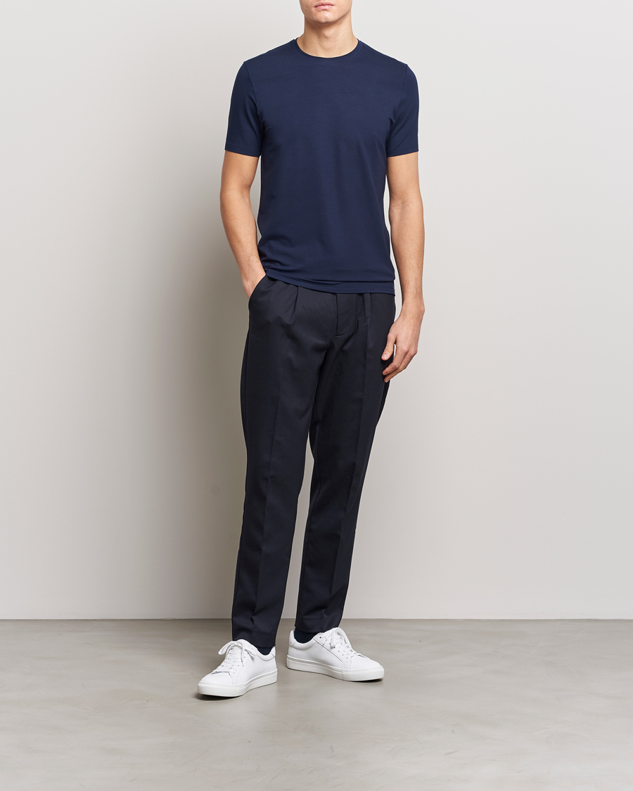 Men | T-Shirts | Zimmerli of Switzerland | Pureness Modal Crew Neck T-Shirt Navy