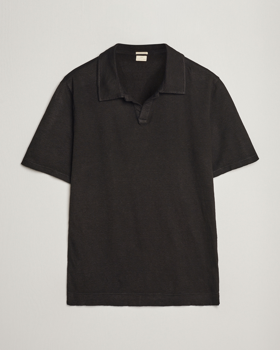 Men | Polo Shirts | Massimo Alba | Aruba Linen Polo Washed Black