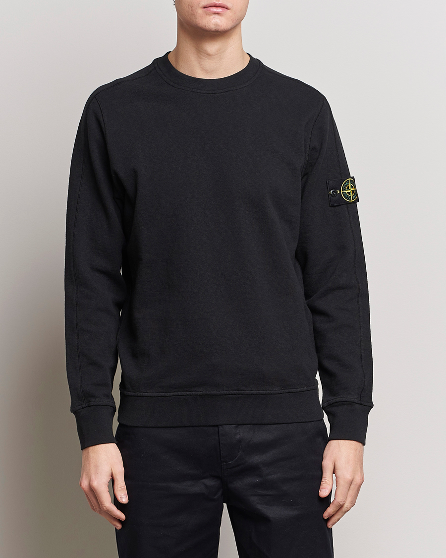 Men | Sweaters & Knitwear | Stone Island | Garment Dyed Cotton Old Effect Sweatshirt Black