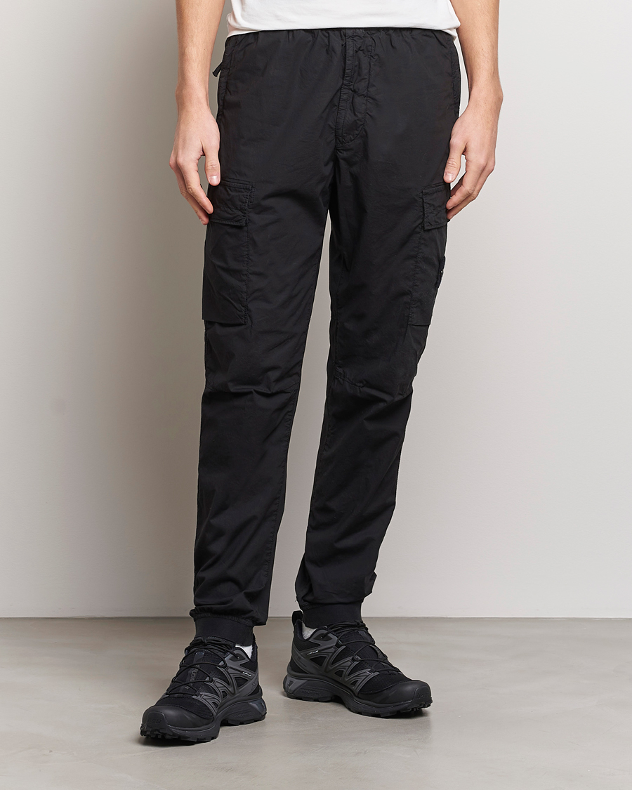 Men | Trousers | Stone Island | Garment Dyed Drawsting Cargo Pants Black