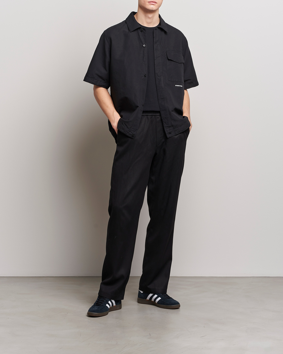 Men | Shirts | Stone Island | Cotton/Hemp Short Sleeve Shirts Black