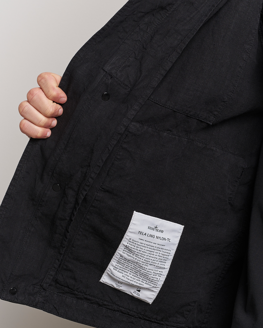Men | Coats & Jackets | Stone Island | Linen Nylon Hooded Jacket Black
