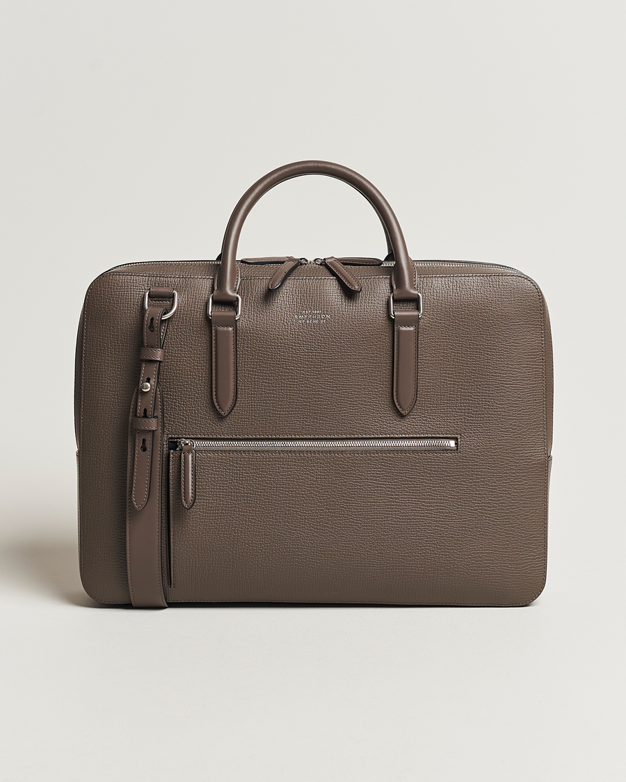 Men | Bags | Smythson | Ludlow Large Briefcase with Zip Front Dark Taupe