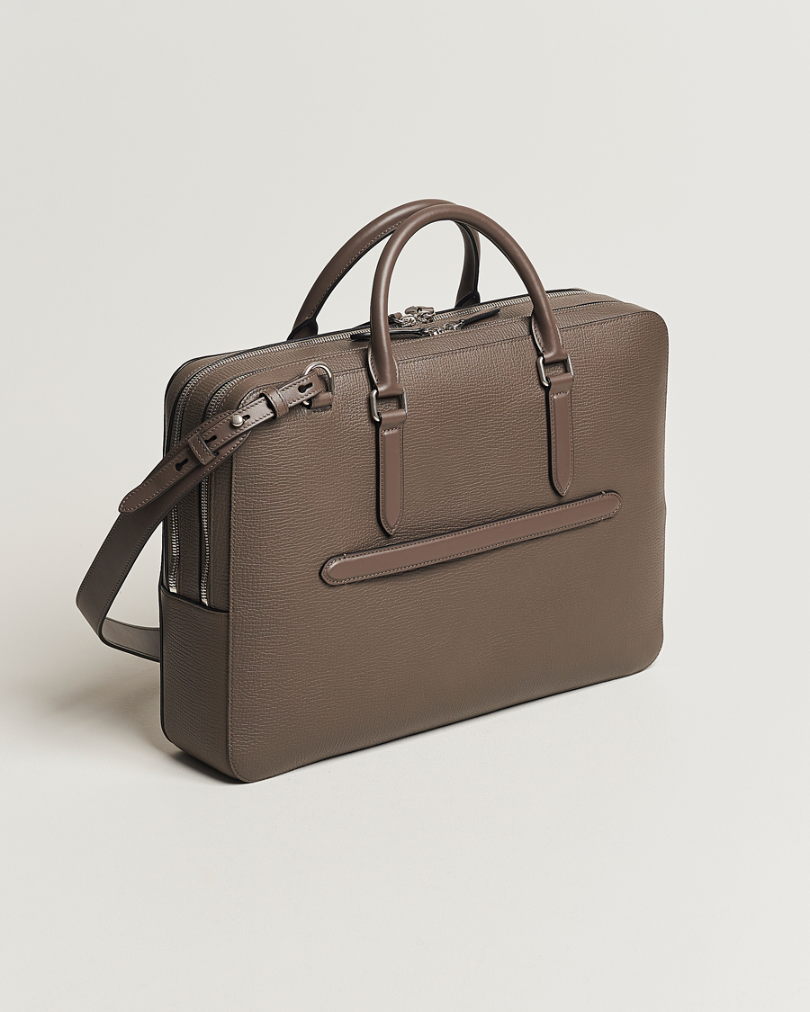 Men | Bags | Smythson | Ludlow Large Briefcase with Zip Front Dark Taupe