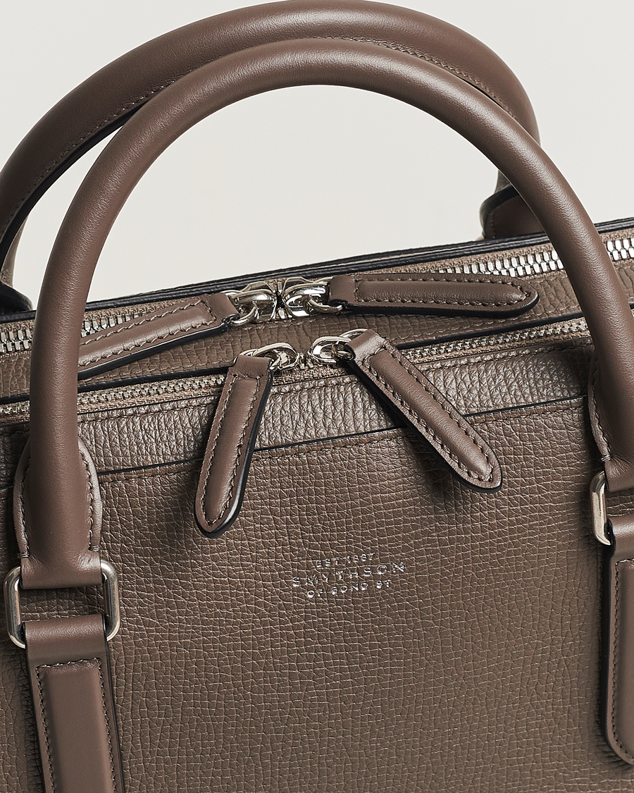 Men | Bags | Smythson | Ludlow Large Briefcase with Zip Front Dark Taupe