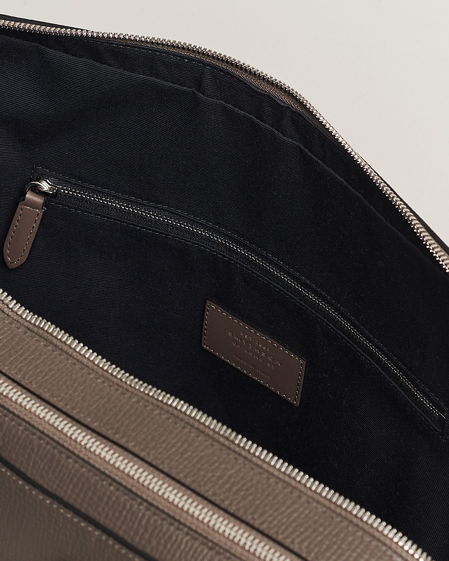 Men | Bags | Smythson | Ludlow Large Briefcase with Zip Front Dark Taupe