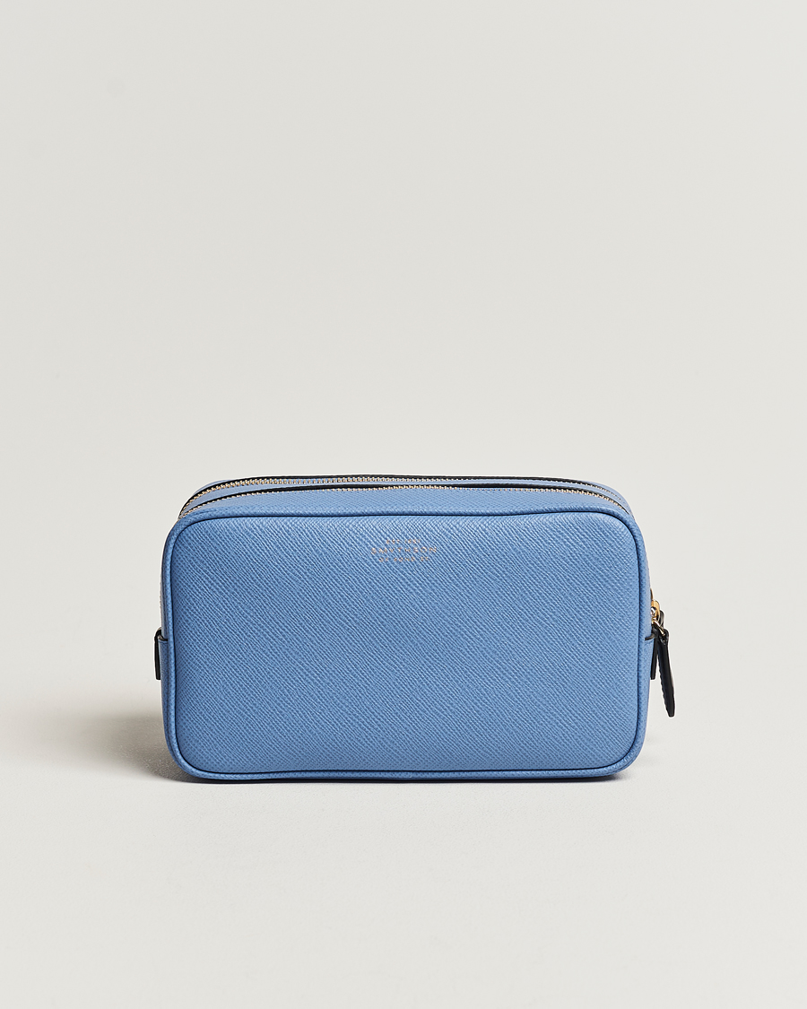 Men | Smythson Panama Double Zip Washbag Nile Blue | Smythson | Panama Double Zip Washbag Nile Blue