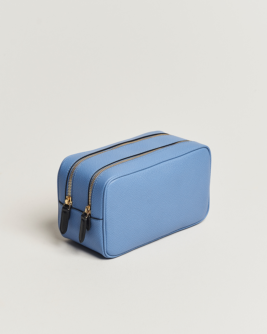 Men | Smythson Panama Double Zip Washbag Nile Blue | Smythson | Panama Double Zip Washbag Nile Blue