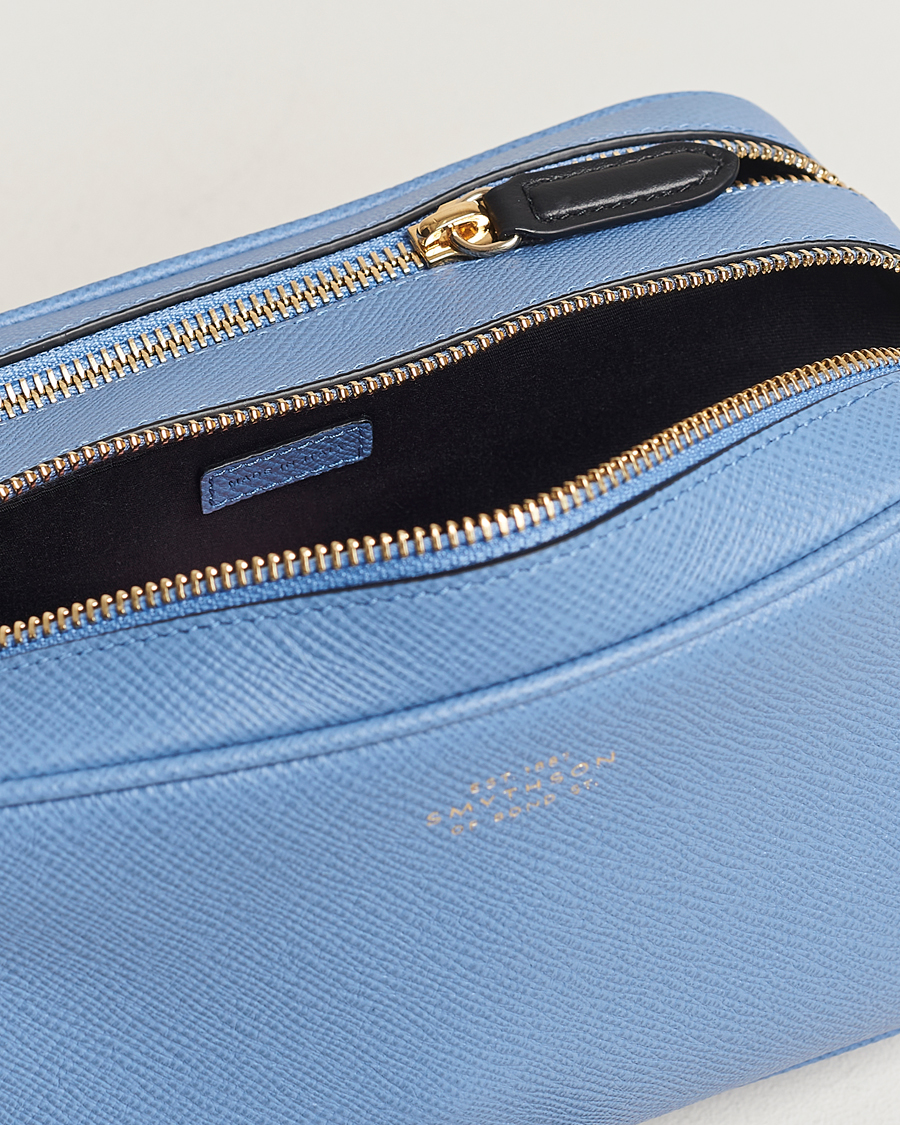 Men | Smythson Panama Double Zip Washbag Nile Blue | Smythson | Panama Double Zip Washbag Nile Blue