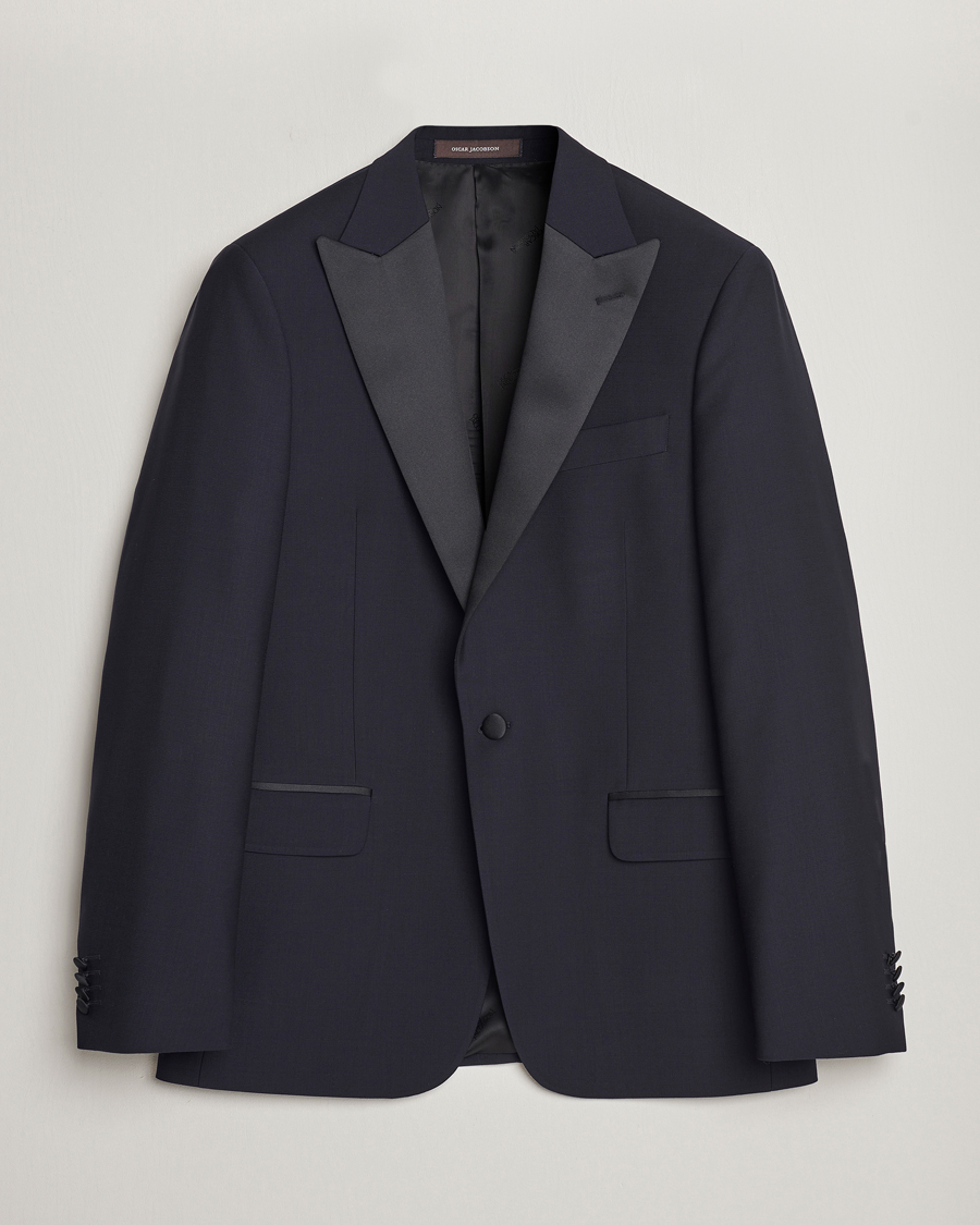 Men | Blazers | Oscar Jacobson | Frampton Wool Tuxedo Blazer Navy