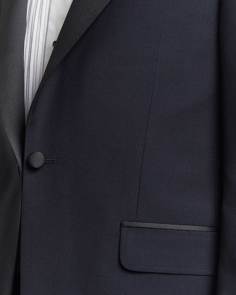 Men | Blazers | Oscar Jacobson | Frampton Wool Tuxedo Blazer Navy