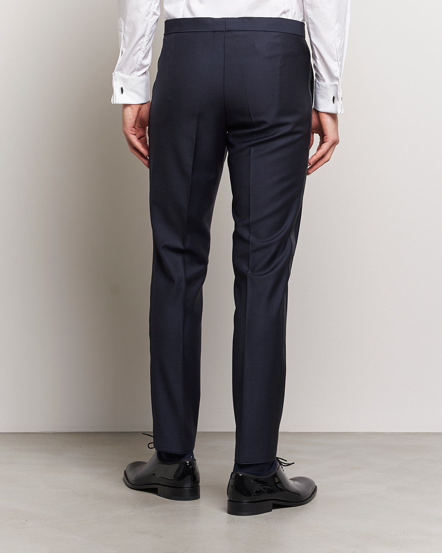 Men | Trousers | Oscar Jacobson | Denz Wool Tuxedo Trousers Navy