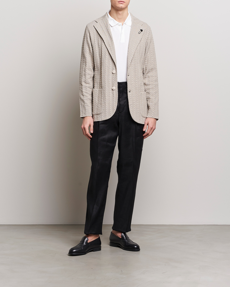 Men | Blazers | Lardini | Knitted Structure Cotton Blazer Beige