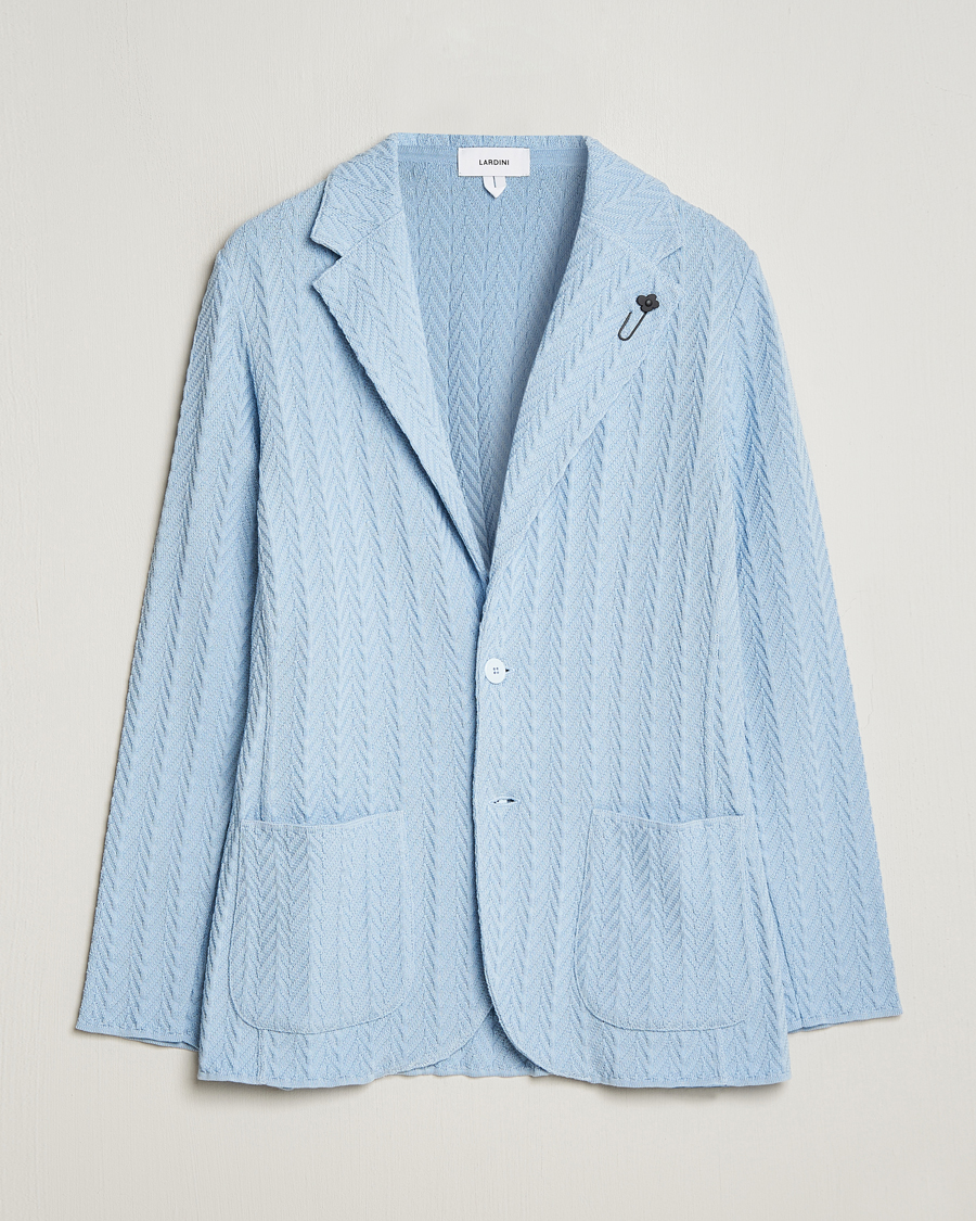Men | Blazers | Lardini | Knitted Structure Cotton Blazer Light Blue