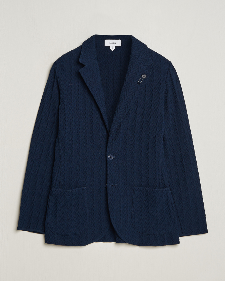 Men | Blazers | Lardini | Knitted Structure Cotton Blazer Navy