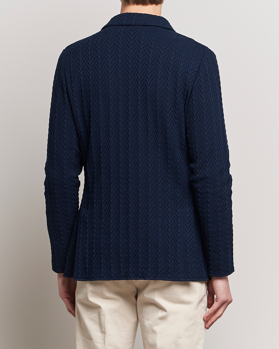Men | Blazers | Lardini | Knitted Structure Cotton Blazer Navy