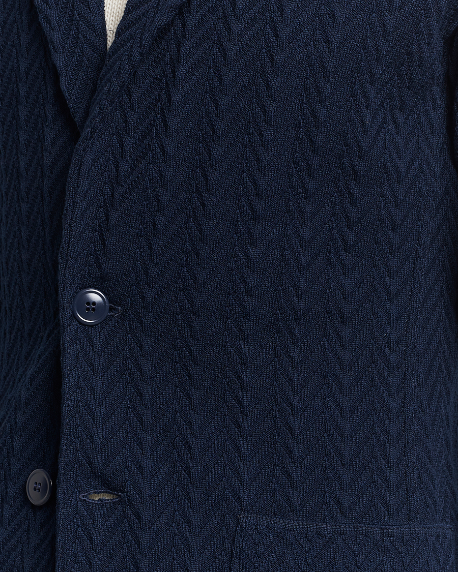 Men | Blazers | Lardini | Knitted Structure Cotton Blazer Navy
