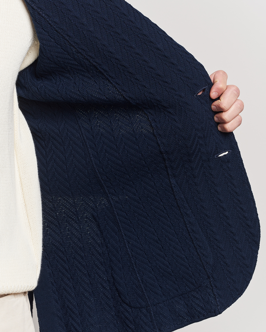 Men | Blazers | Lardini | Knitted Structure Cotton Blazer Navy