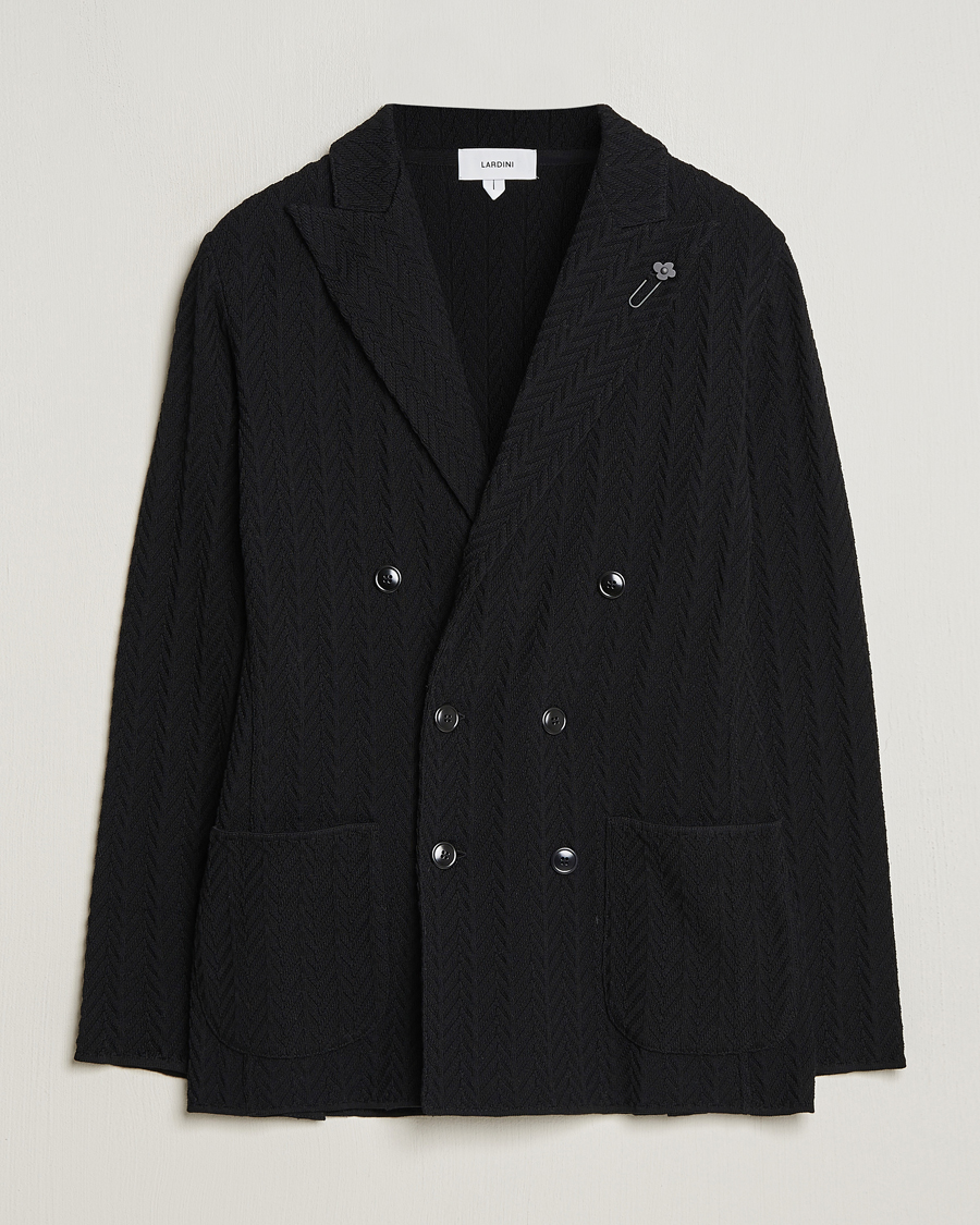 Men | Blazers | Lardini | Double Breasted Structured Knitted Blazer Black