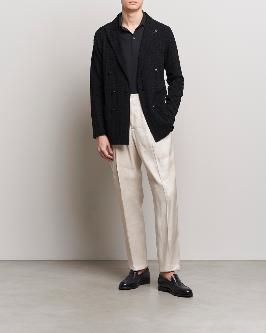 Men | Blazers | Lardini | Double Breasted Structured Knitted Blazer Black