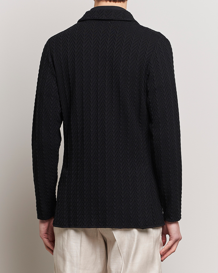 Men | Blazers | Lardini | Double Breasted Structured Knitted Blazer Black