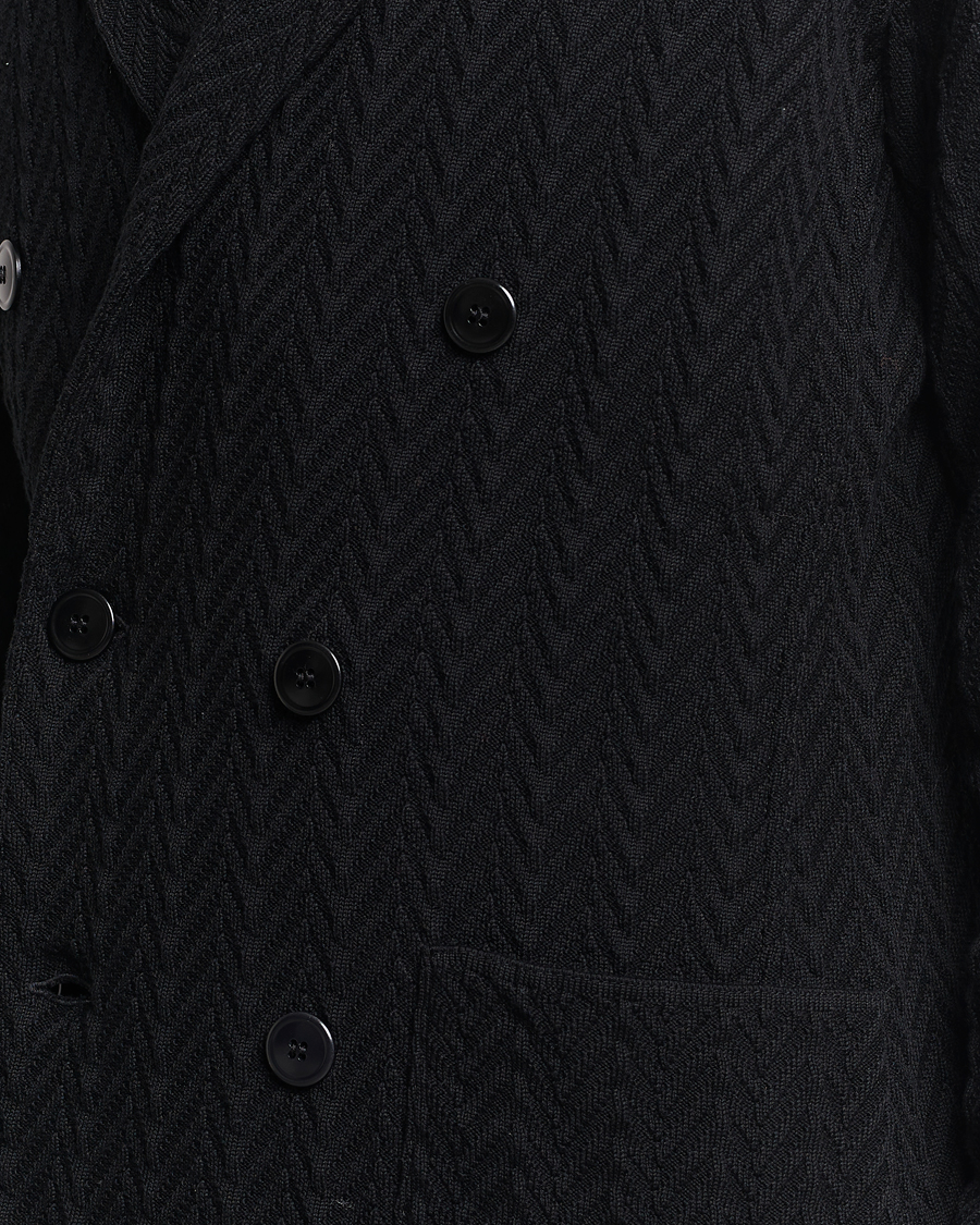 Men | Blazers | Lardini | Double Breasted Structured Knitted Blazer Black