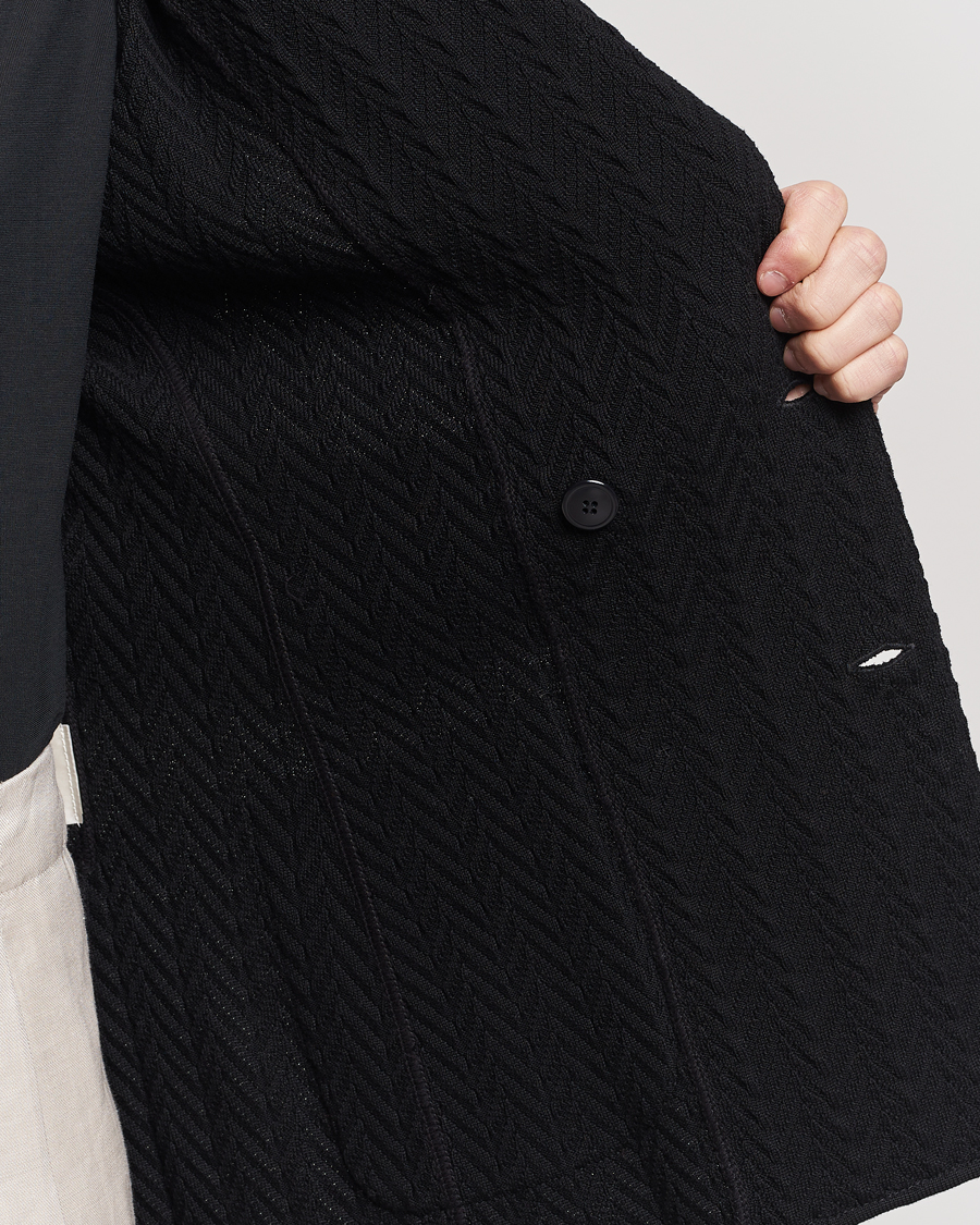 Men | Blazers | Lardini | Double Breasted Structured Knitted Blazer Black