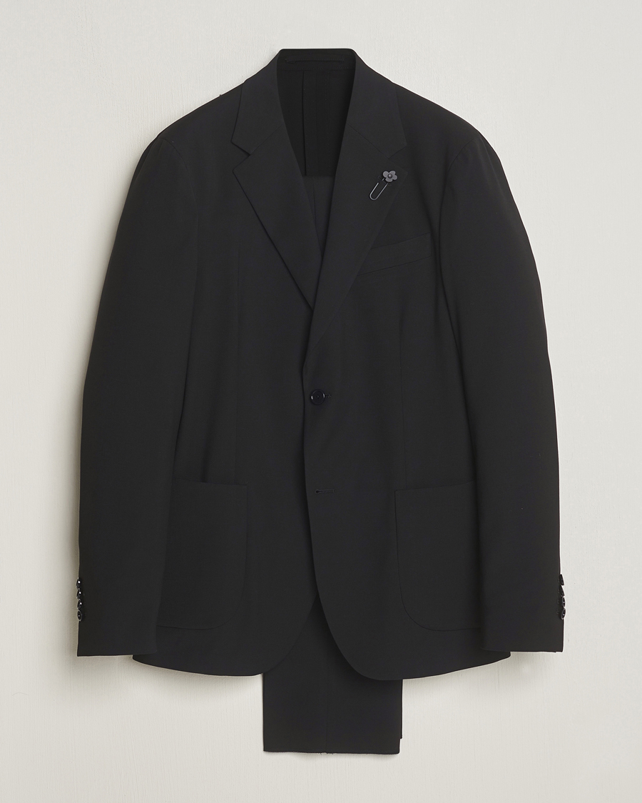 Men | Suits | Lardini | Travellers Soft Wool Suit Black