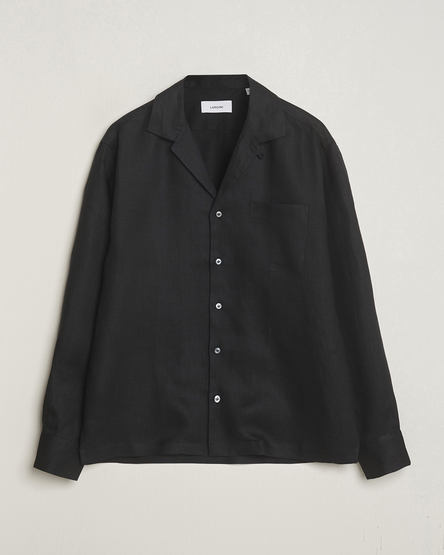 Men | Shirts | Lardini | Klop Linen Shirt Black