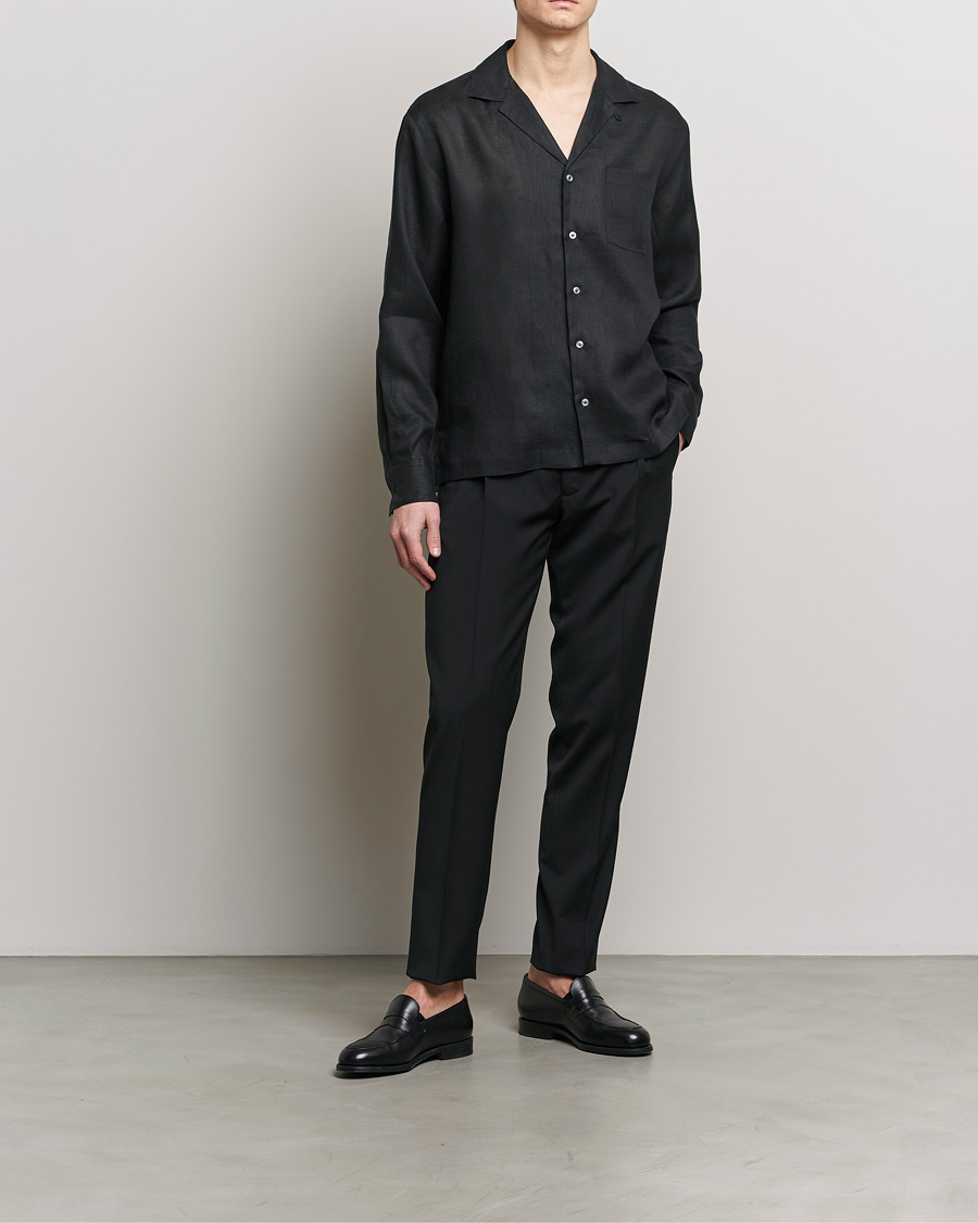 Men | Shirts | Lardini | Klop Linen Shirt Black