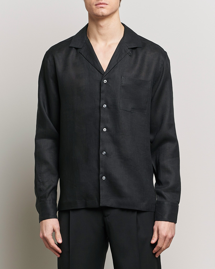 Men | Shirts | Lardini | Klop Linen Shirt Black