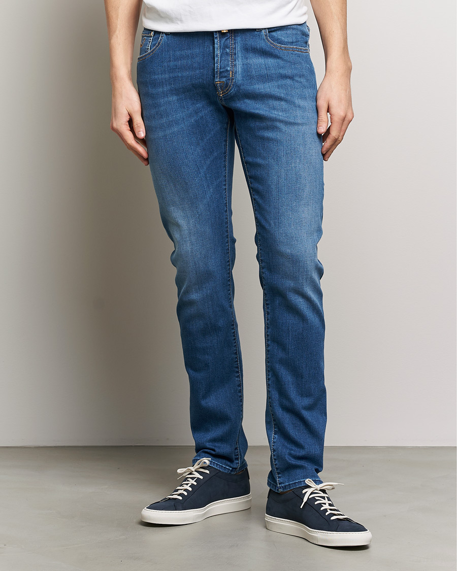 Men | Jeans | Jacob Cohën | Nick Slim Fit Stretch Jeans Mid Blue