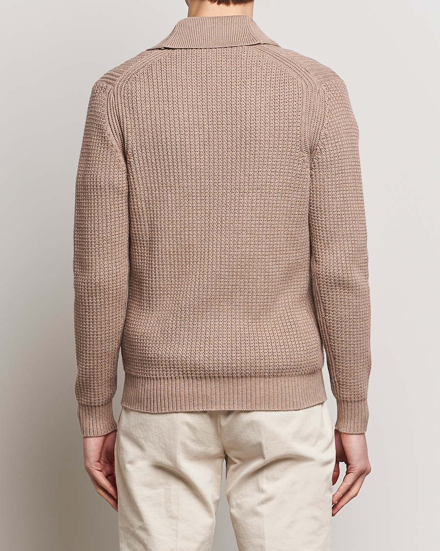 Men | Sweaters & Knitwear | Stenströms | Cotton/Cashmere Shawl Cardigan Brown
