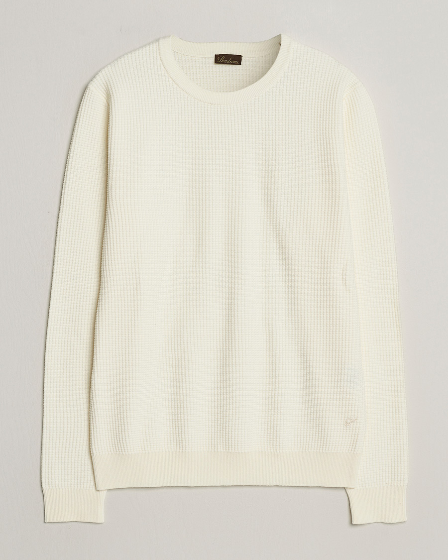 Men | Sweaters & Knitwear | Stenströms | Organic Cotton Crew Neck White