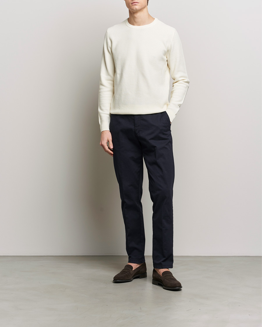 Men | Sweaters & Knitwear | Stenströms | Organic Cotton Crew Neck White