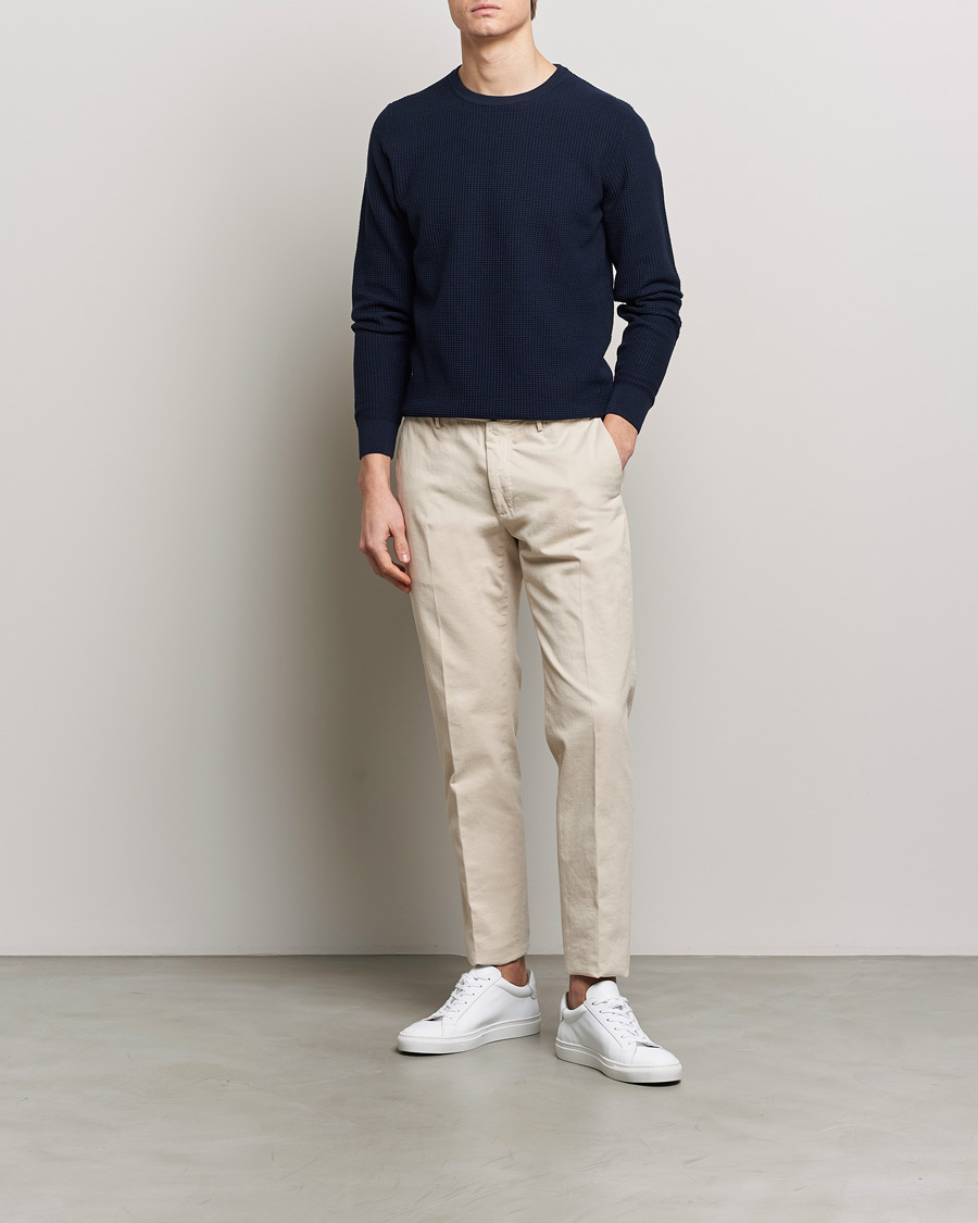 Men | Sweaters & Knitwear | Stenströms | Organic Cotton Crew Neck Navy