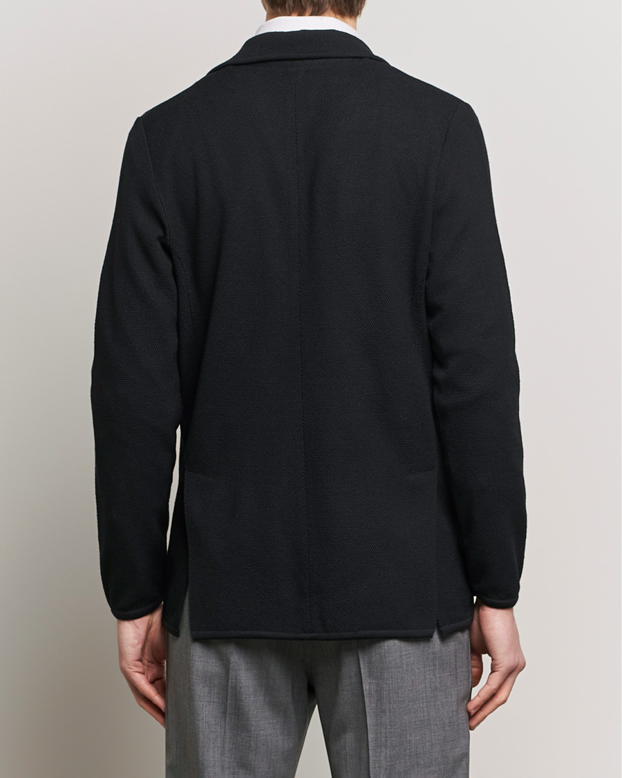 Men | Blazers | Stenströms | Merino Wool Texture Knitted Blazer Black