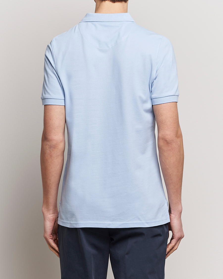 Men | Polo Shirts | Stenströms | Organic Cotton Piquet Polo Shirt Light Blue