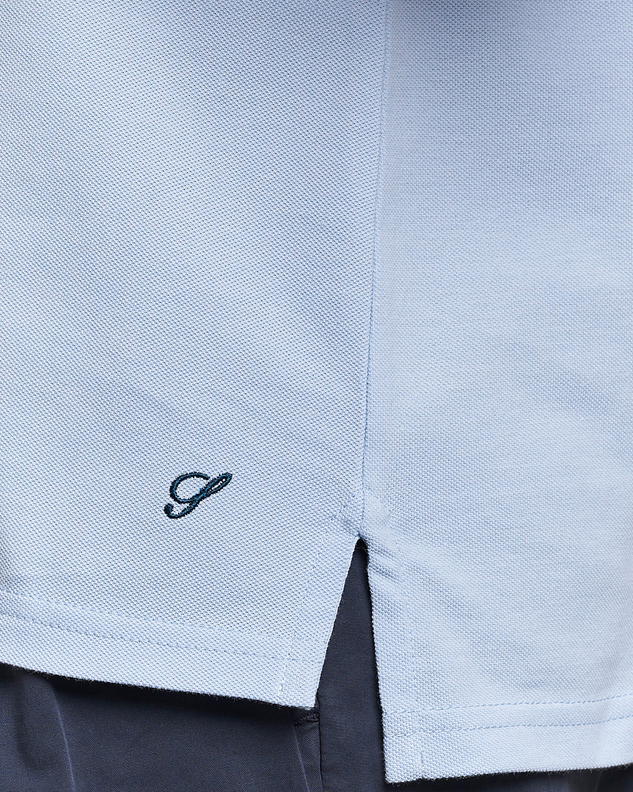 Men | Polo Shirts | Stenströms | Organic Cotton Piquet Polo Shirt Light Blue